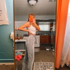 Striped paper bag pants